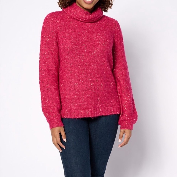 Denim & Co. Canyon Retreat Balloon Turtleneck Sweater - Picture 1 of 2